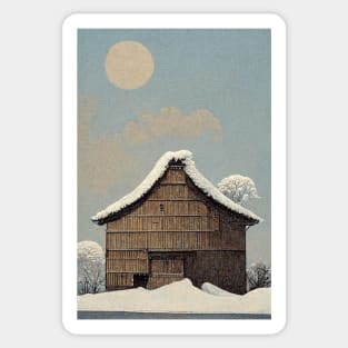 Barn in Winter Sticker